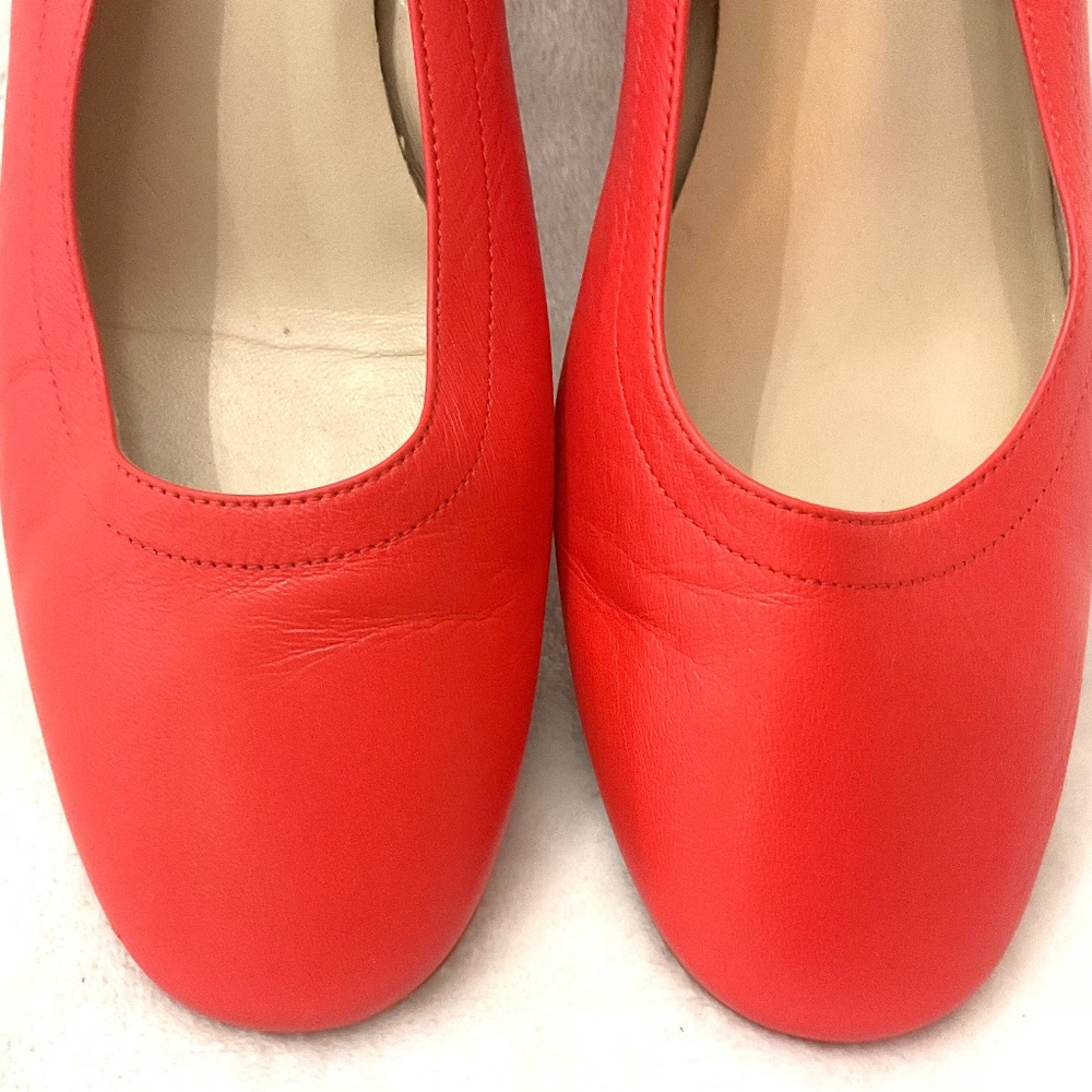 Everlane Minimalist Pumps Red Leather Mid Block Heel Career Dress Shoes Sz 7.5 - Picture 5 of 16